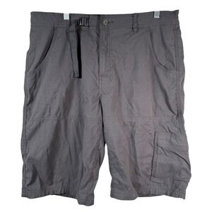 Prana Cargo Shorts Mens XL Grey Stretch Zion Hiking Outdoor Utility Trail Vented